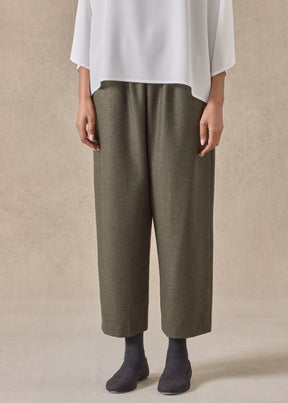 silk superfine wool mix longer japanese trouser with ankle slits