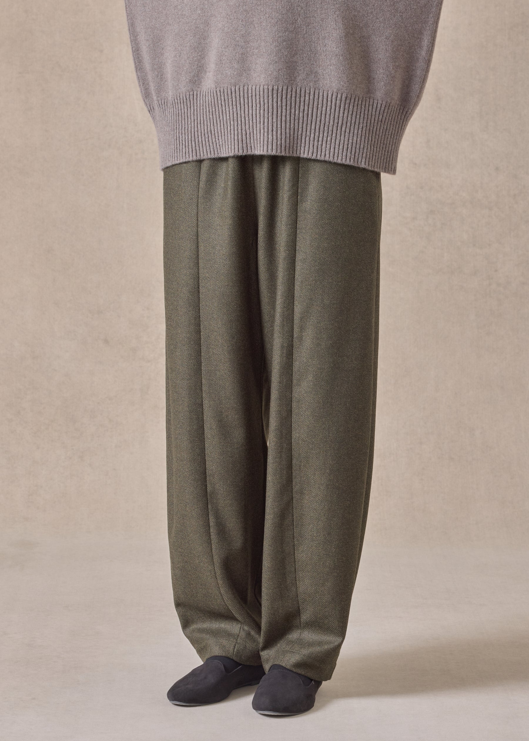 silk superfine wool mix tulip trouser