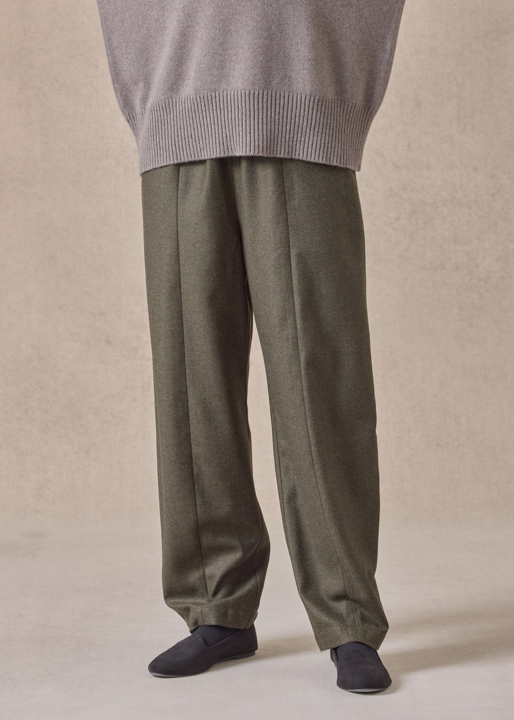 silk superfine wool mix tulip trouser