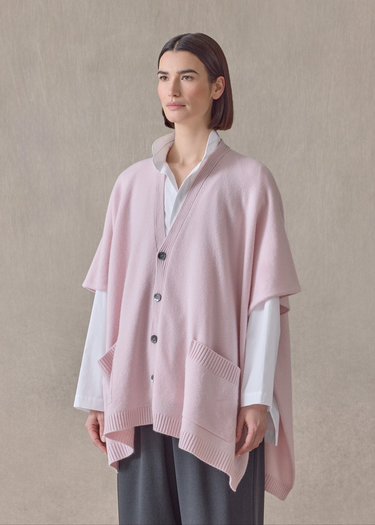 cashmere extra wide longer back slvless cardi tabard - long (cherryblossom)
