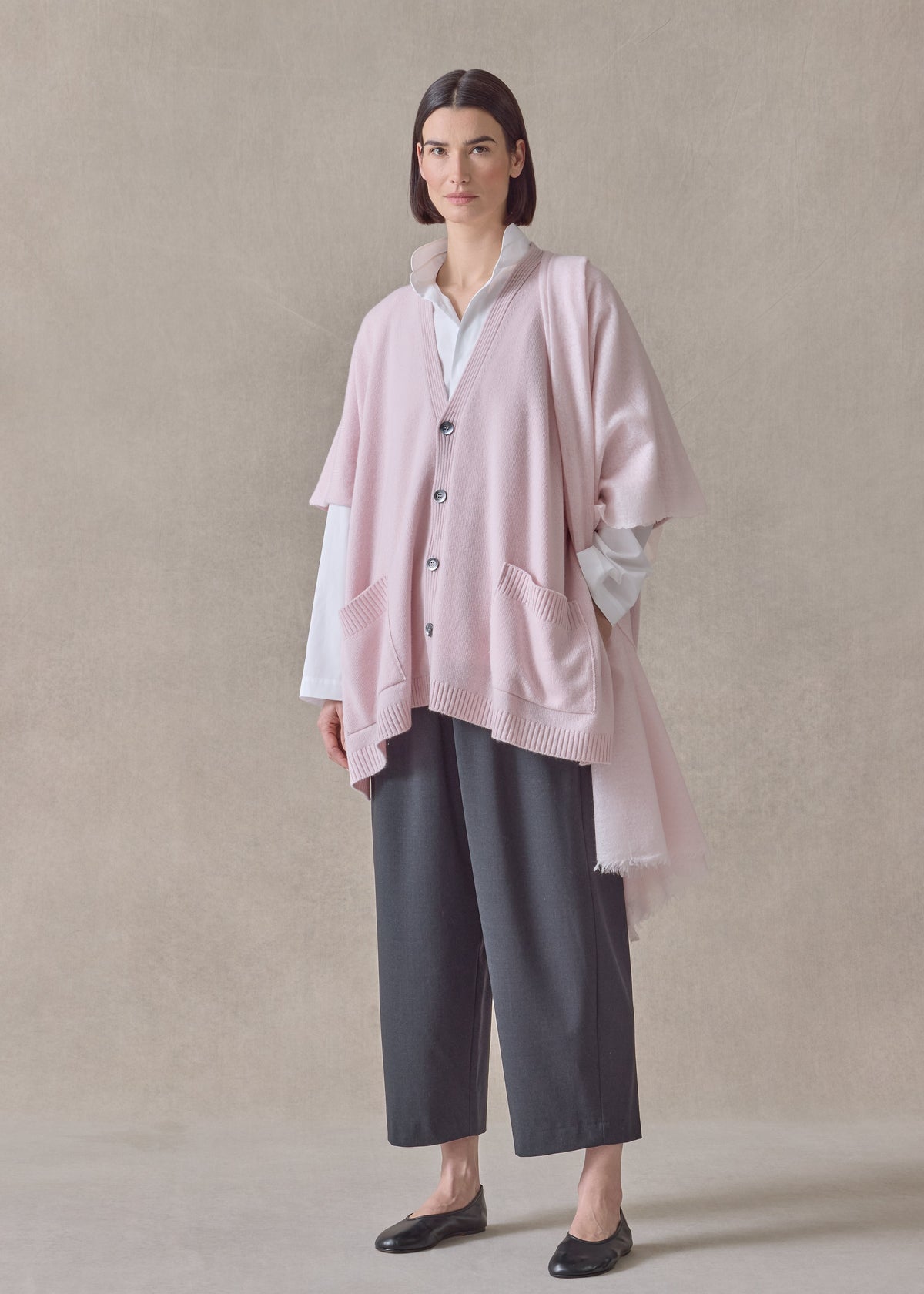 cashmere extra wide longer back slvless cardi tabard - long (cherryblossom)