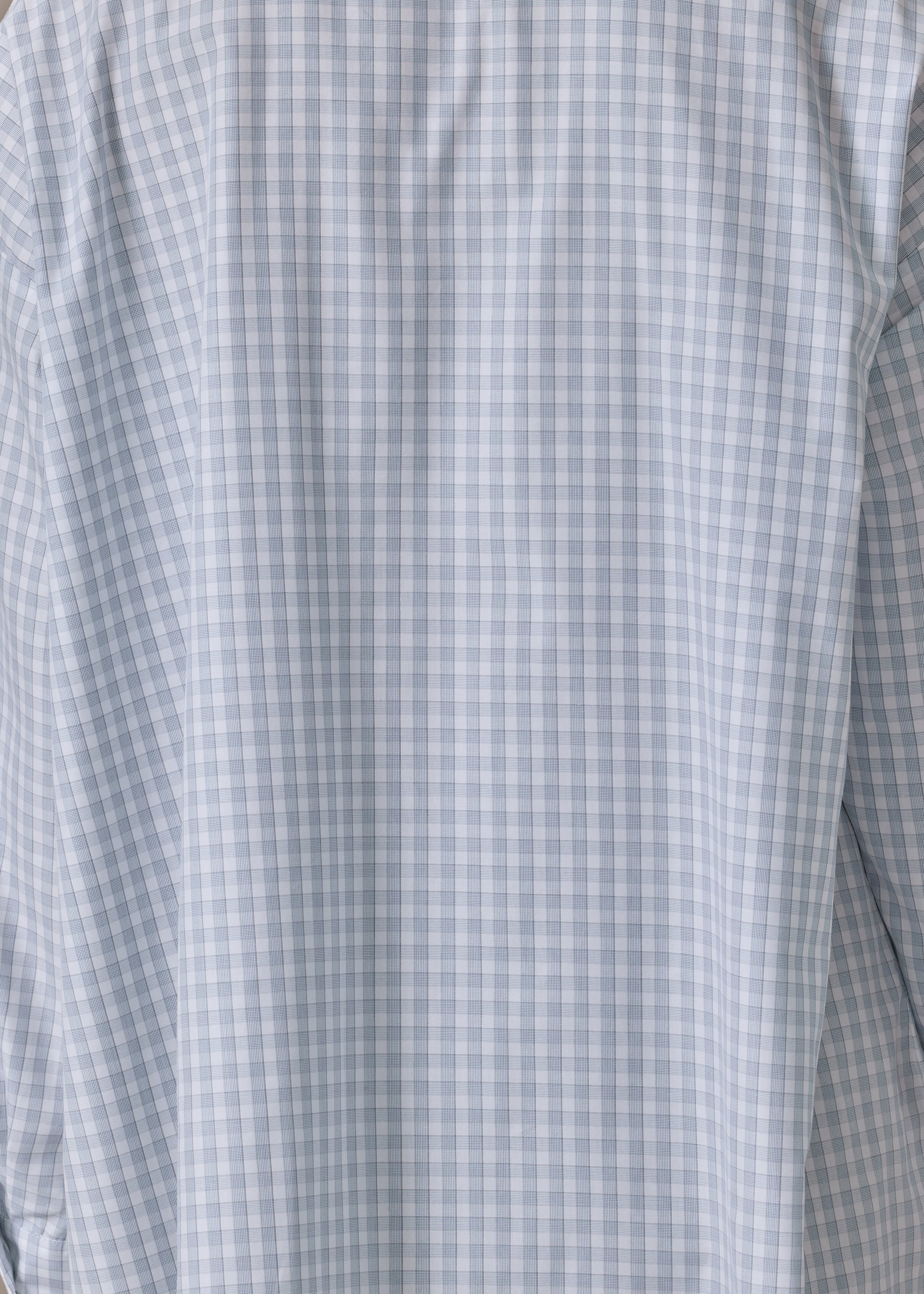 cotton mix slim a-line shirt with collar and stepped insert - long (blue)