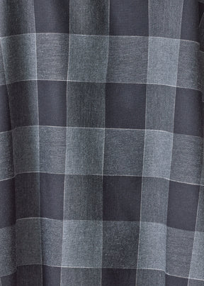 brushed cotton wide longer back shirt with double stand collar-mid plus (greyplaid)