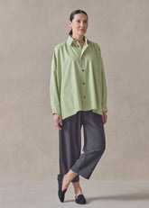 cotton wide longer back shirt jacket with collar-mid plus (limelight)