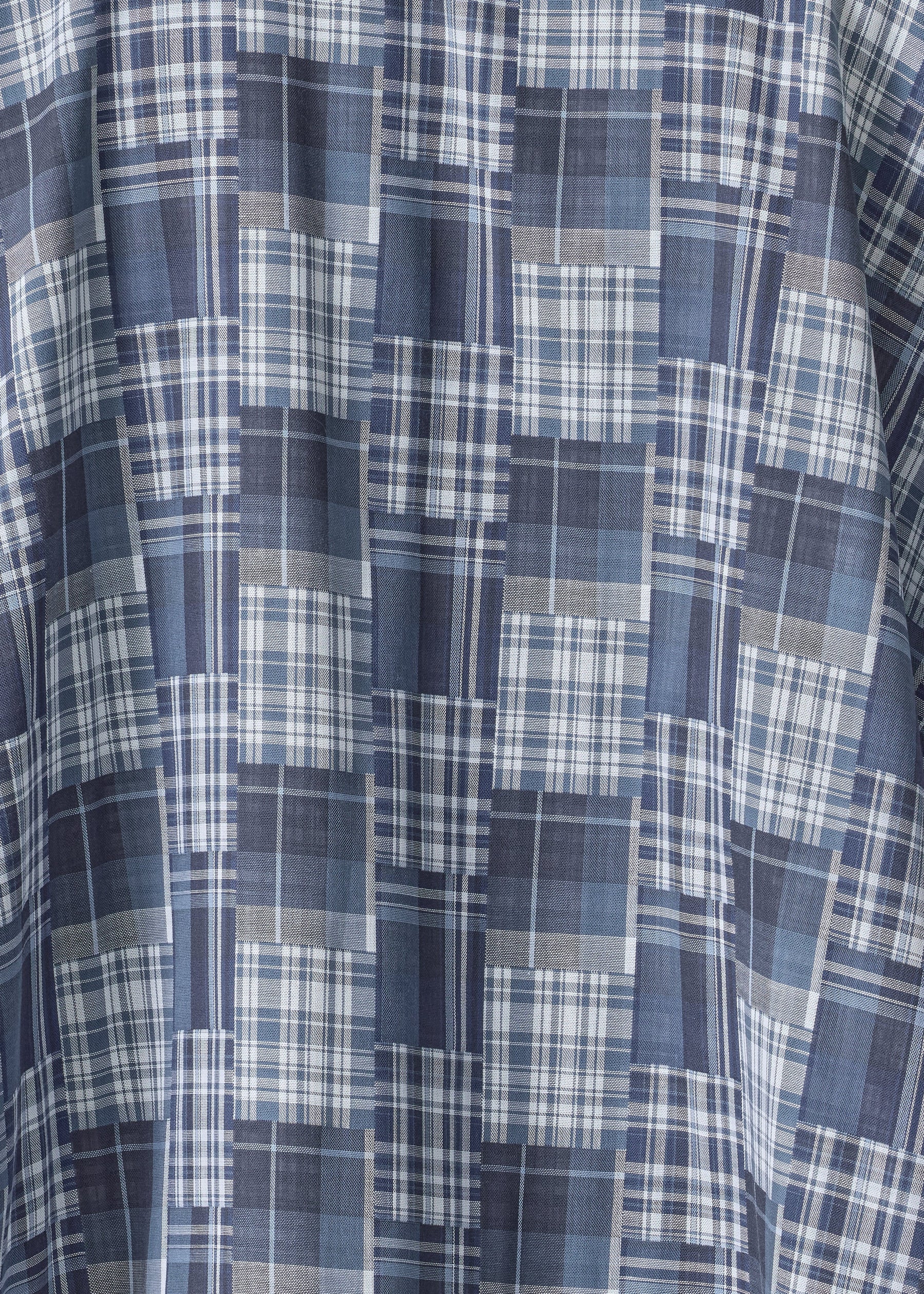 cotton wide longer back shirt with double stand collar-mid plus (jean)