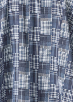cotton wide longer back shirt with double stand collar-mid plus (jean)