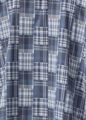 cotton slim a-line shirt with collar and stepped insert-long (jean)