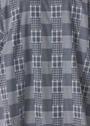 cotton slim a-line shirt with collar and stepped insert - long (navydark)