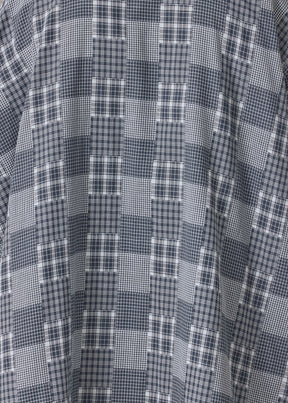cotton wide longer back shirt with double stand collar-mid plus (navydark)