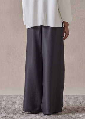 midweight silk plissé flared trouser (espresso)