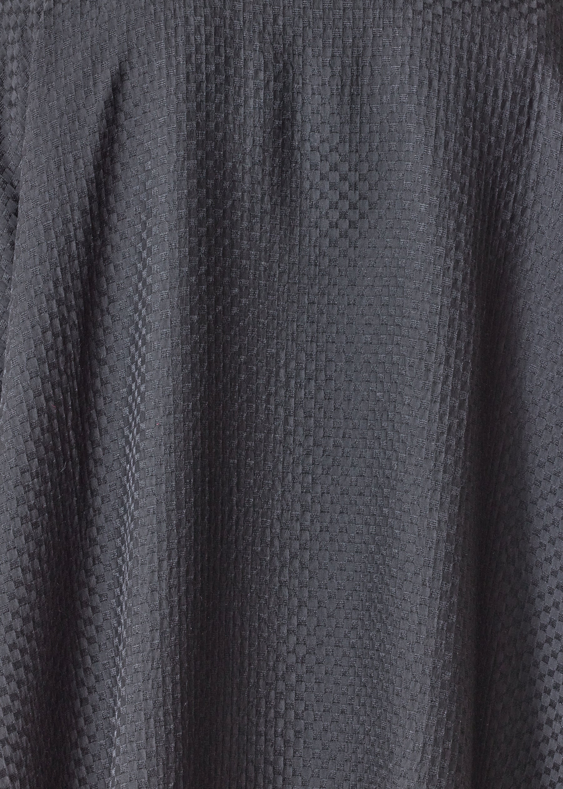 silk wide longer back double stand collar shirt-mid plus (black)