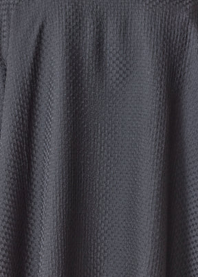 silk wide longer back double stand collar shirt-mid plus (black)