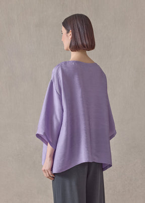 featherlight silk plissé a-line scoop neck top - mid plus (wisteria)