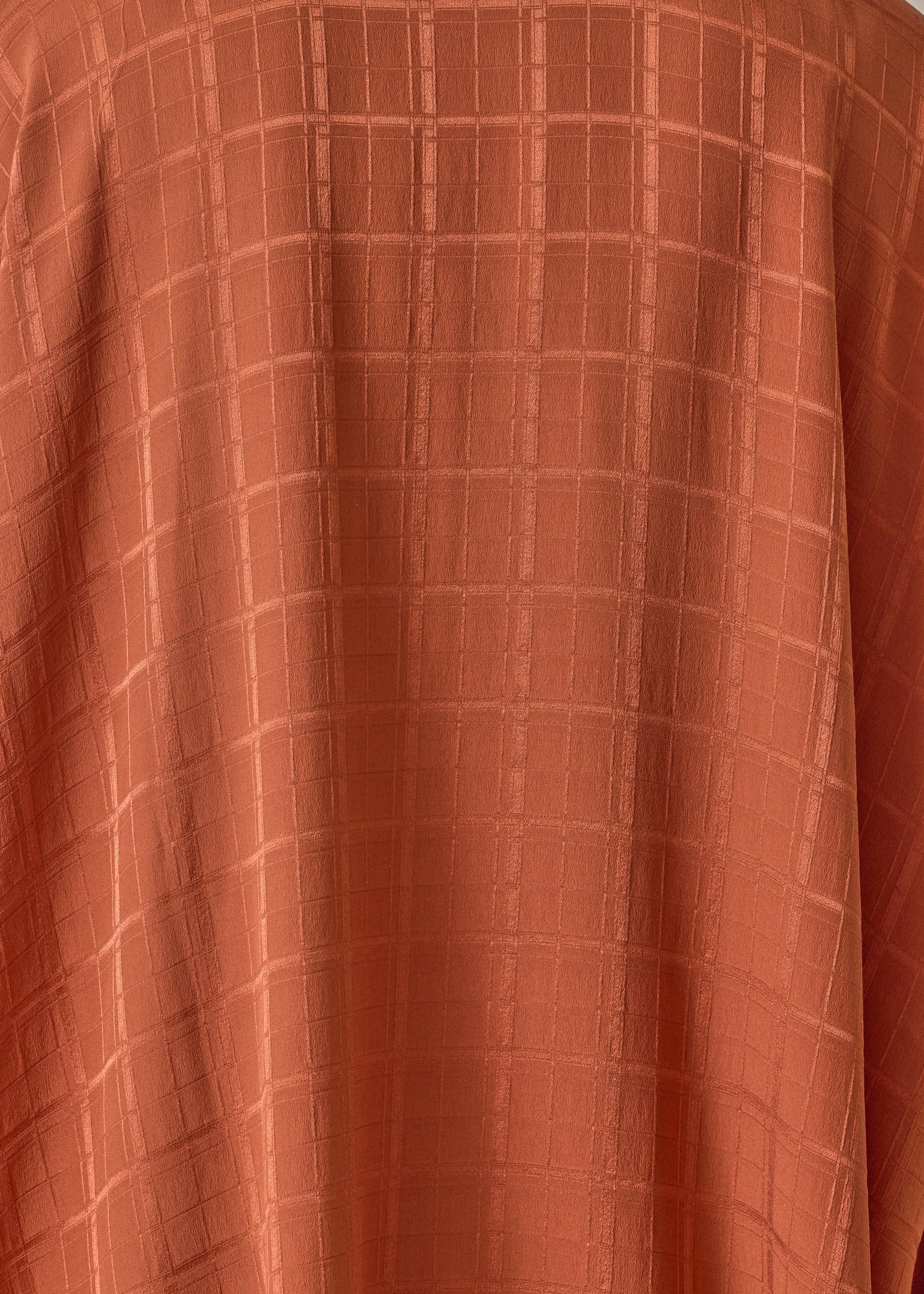 silk wide longer back double stand collar shirt-mid plus (rust)