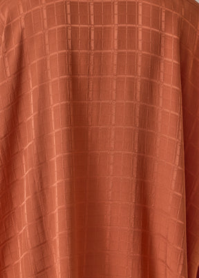 silk wide longer back double stand collar shirt-mid plus (rust)