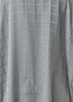 silk wide longer back double stand collar shirt-very long with slits (silver)