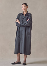 wool stretch angle to front side seam shirt dress with collar (coal)
