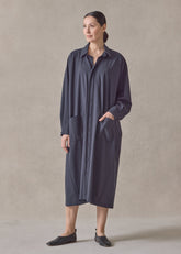 wool stretch angle to front side seam shirt dress with collar (navydark)