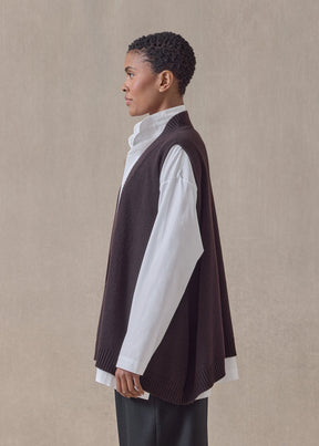 cashmere a-line sleeveless deep v-neck - mid plus (cocoa)