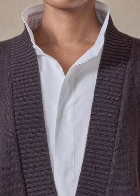 cashmere a-line sleeveless deep v-neck - mid plus (cocoa)