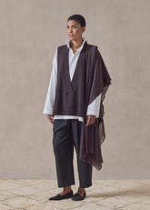 cashmere a-line sleeveless deep v-neck - mid plus (cocoa)