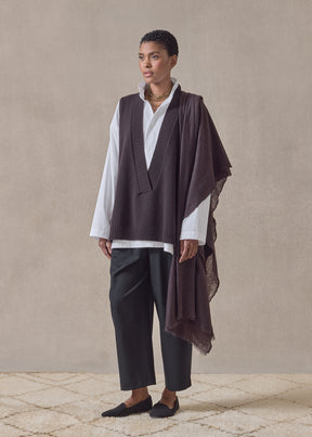 cashmere a-line sleeveless deep v-neck - mid plus (cocoa)