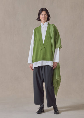 cashmere a-line sleeveless deep v-neck - mid plus (limedark)