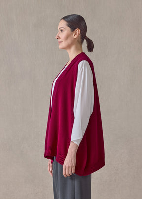 cashmere a-line sleeveless deep v-neck - mid plus (magenta)