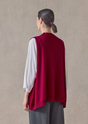 cashmere a-line sleeveless deep v-neck - mid plus (magenta)