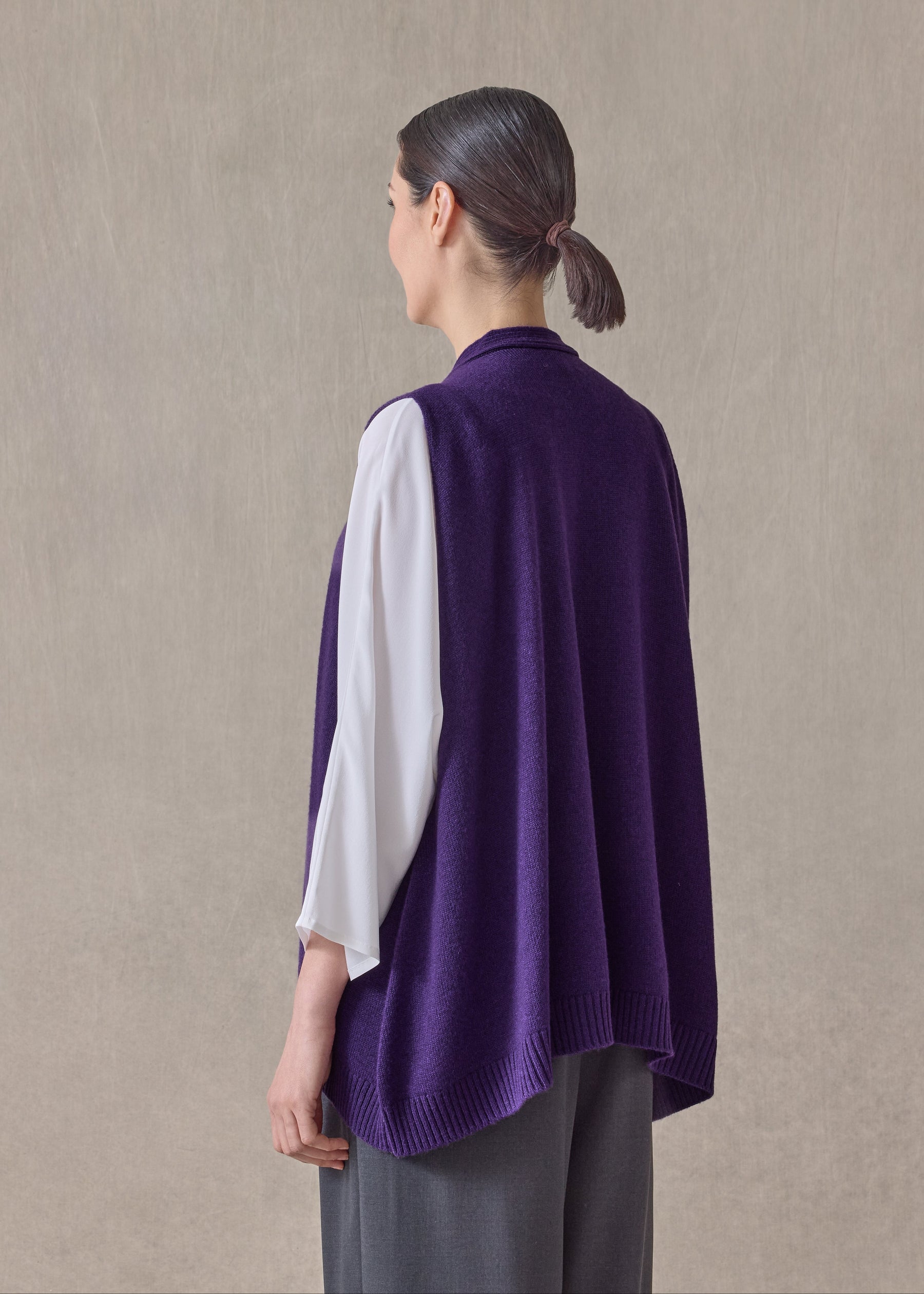 cashmere a-line sleeveless v neck cardigan - mid plus (tincture)