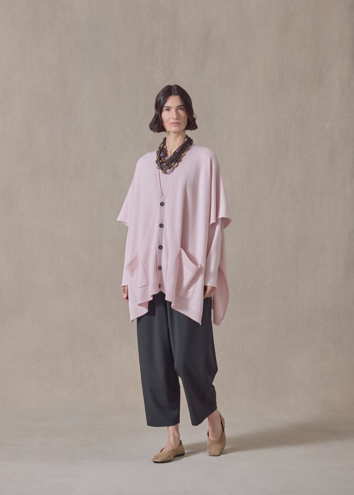 cashmere extra wide longer back slvless cardi tabard - long (cherryblossom)