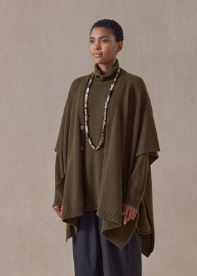 cashmere extra wide longer back sleeveless cardigan tabard - long (lodenbronze)