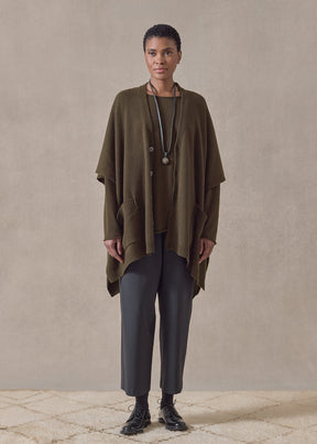cashmere extra wide longer back sleeveless cardigan tabard - long (lodenbronze)