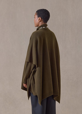 cashmere extra wide longer back sleeveless cardigan tabard - long (lodenbronze)