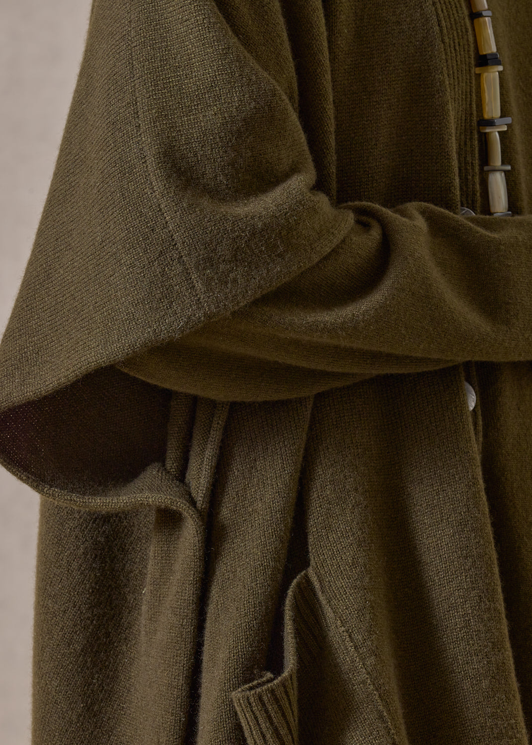 cashmere extra wide longer back sleeveless cardigan tabard - long (lodenbronze)