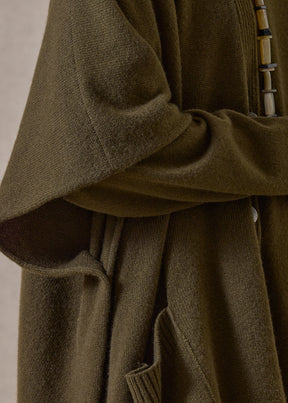 cashmere extra wide longer back sleeveless cardigan tabard - long (lodenbronze)