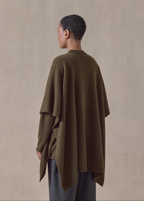 cashmere extra wide longer back sleeveless cardigan tabard - long (lodenbronze)