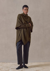 cashmere extra wide longer back sleeveless cardigan tabard - long (lodenbronze)