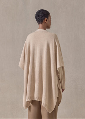 cashmere extra wide longer back sleeveless cardigan tabard - long (sandstone)