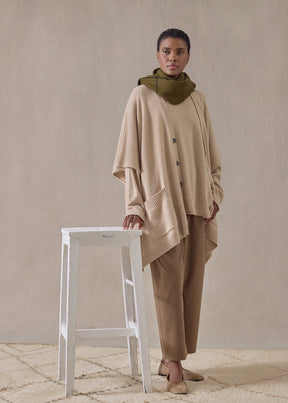 cashmere extra wide longer back sleeveless cardigan tabard - long (sandstone)