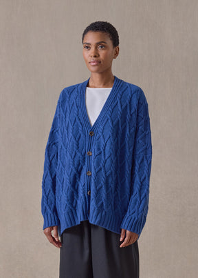 cashmere V-neck cardigan - mid plus (deepblue)