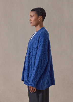 cashmere V-neck cardigan - mid plus (deepblue)