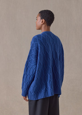 cashmere V-neck cardigan - mid plus (deepblue)