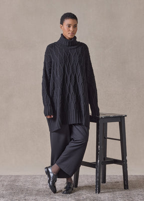 cashmere roll neck - long (black)