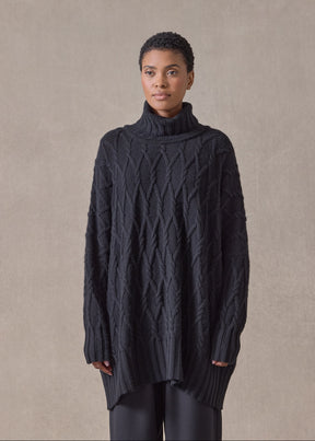 cashmere roll neck - long (black)
