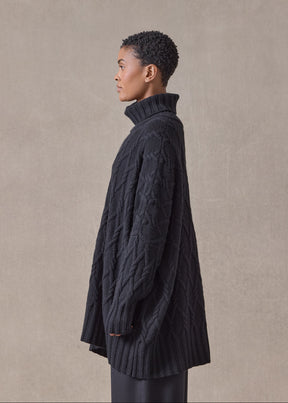 cashmere roll neck - long (black)