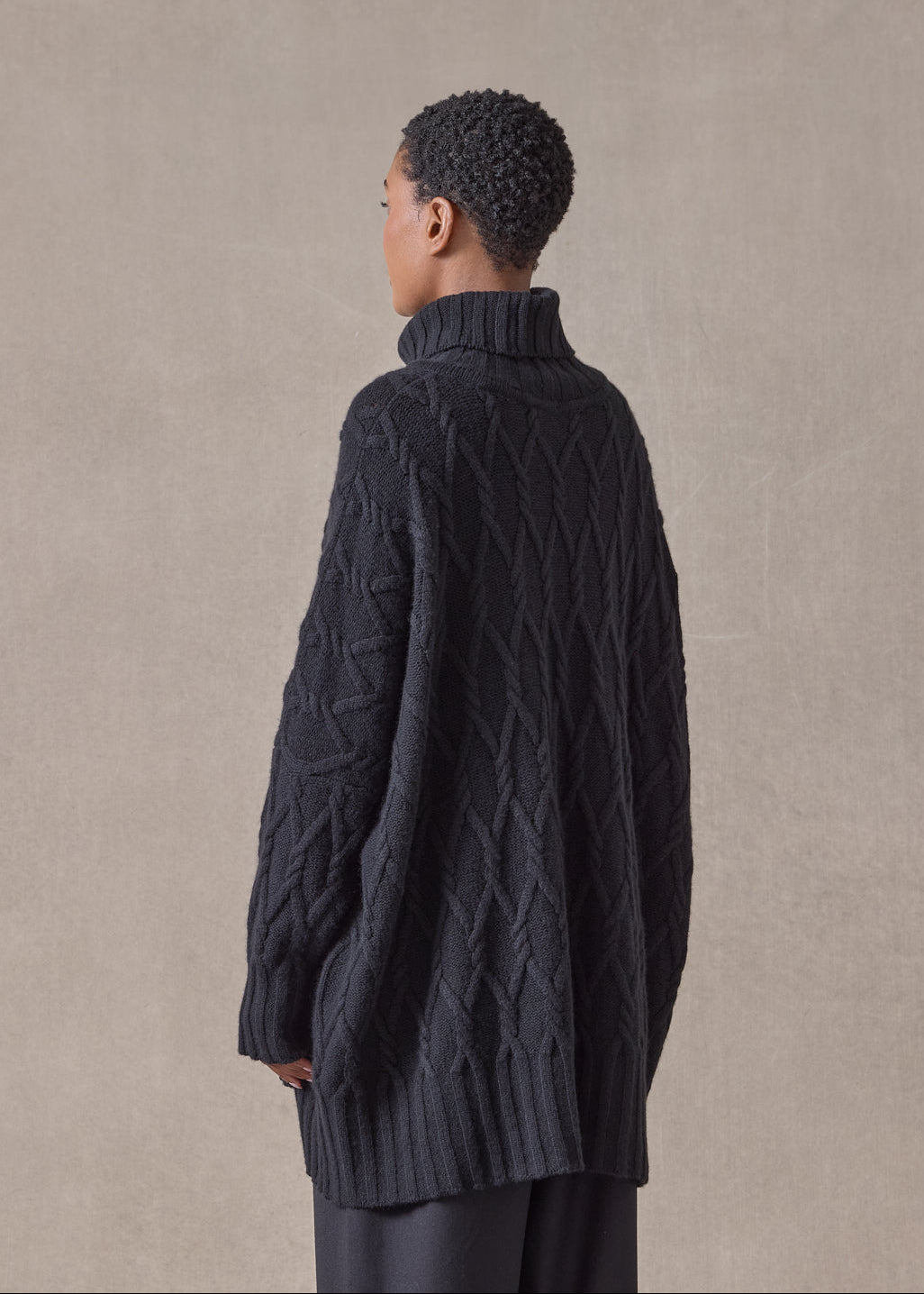 cashmere roll neck - long (black)