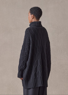 cashmere roll neck - long (black)