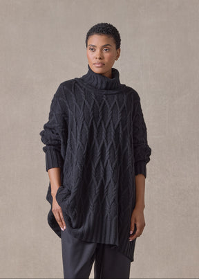 cashmere roll neck - long (black)
