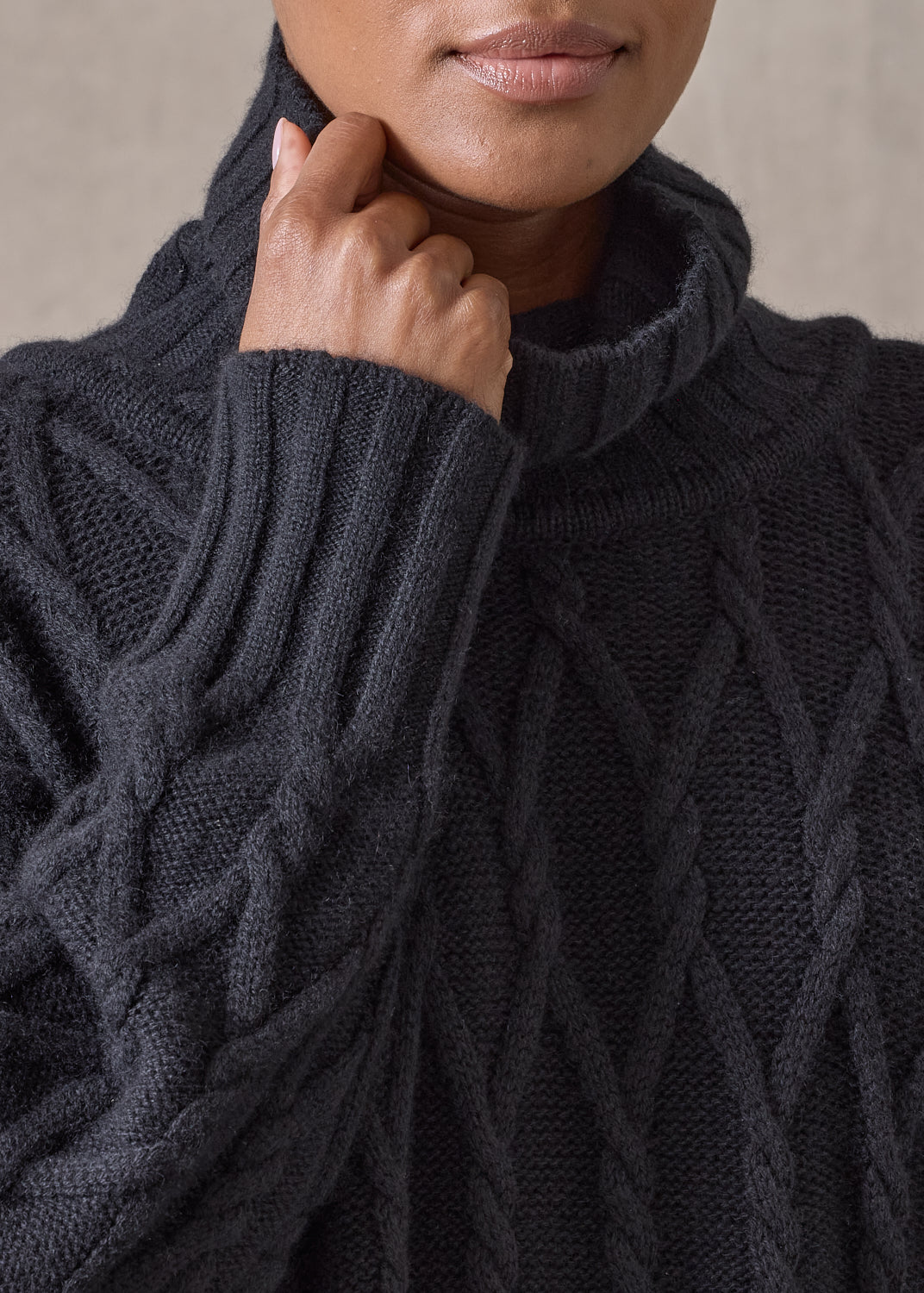 cashmere roll neck - long (black)